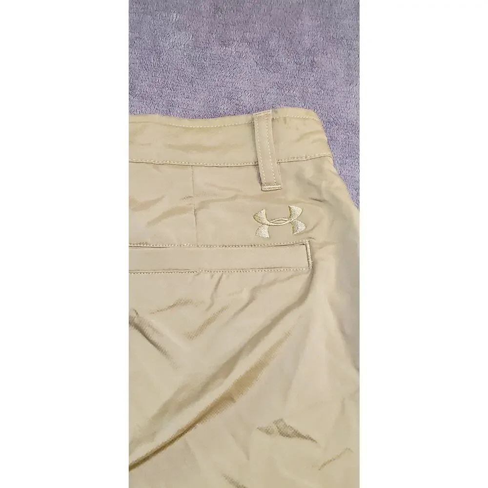 Under Armour UA Loose Fit Tech Golf Pants Men's 32x32 Tan Flat Front Za3-28
